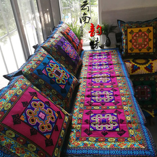 中国风十字绣刺绣靠枕套不含芯正方形 沙发抱枕靠套客厅复古中式