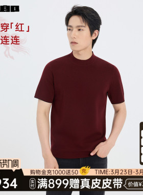 【商场同款】利郎官方短袖毛衣男冬季新年红色毛衫25DMS9511S