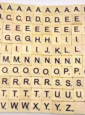 100PCS 英文字母木方块 早教益智开发木片 26字母木方块大小写