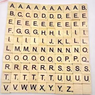 100PCS 英文字母木方块 早教益智开发木片 26字母木方块大小写