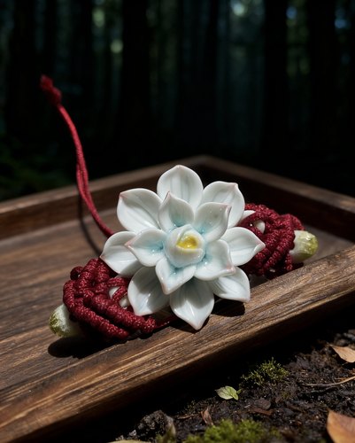 手编民族风手链 景德镇手工陶瓷荷花手链精致典雅礼物国风