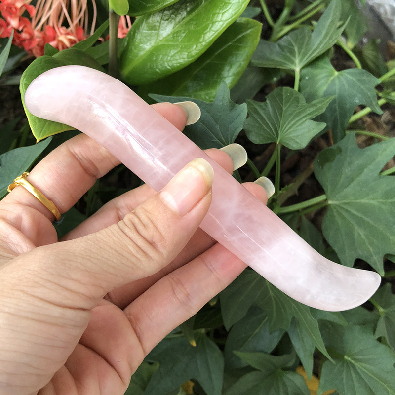 天然S形玉石按摩棒 面部按摩美容棒 S形眼部脸部通用水晶拨经棒