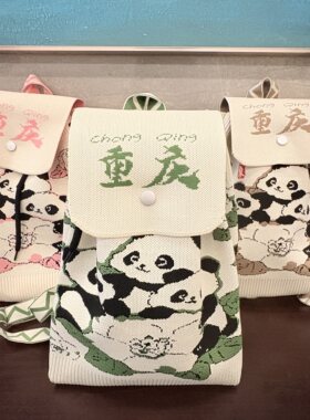 重庆特色熊猫双肩背包文创帆布包