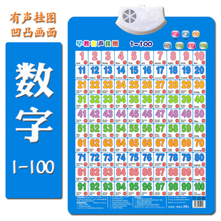 幼儿童认数字1-100有声挂图 学前发声挂画学数学看图识字墙贴