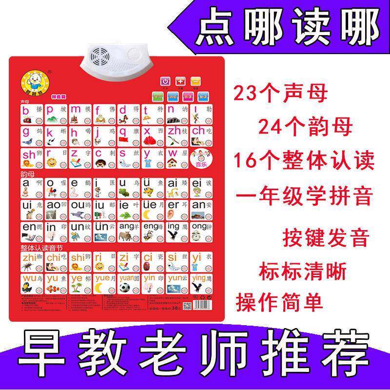 有声挂图幼儿早教启蒙儿童益智发声音墙贴汉语拼音声母韵母字母表