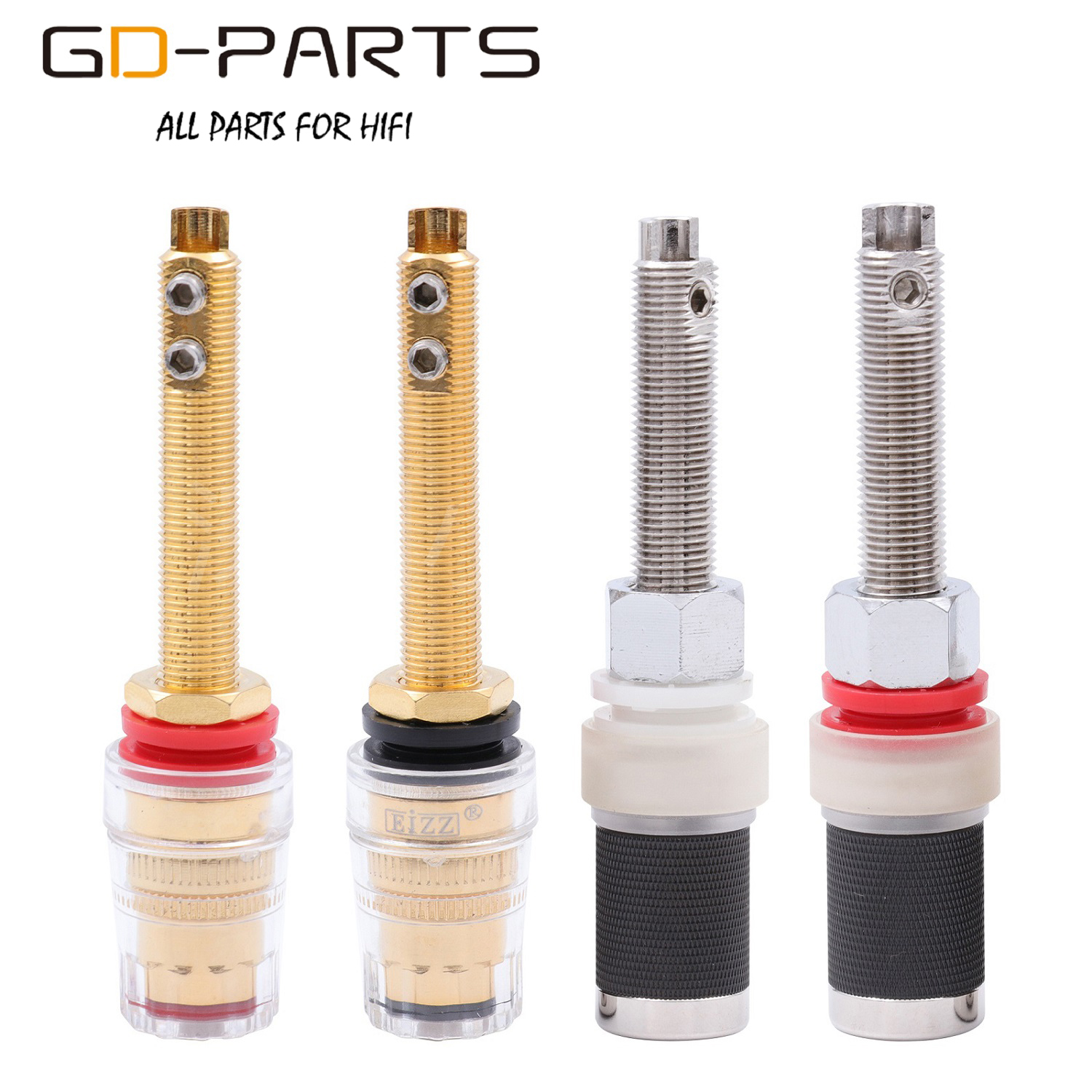 EIZZ镀铑白金音响箱喇叭接线端子香蕉插座功放镀金接线柱超长型