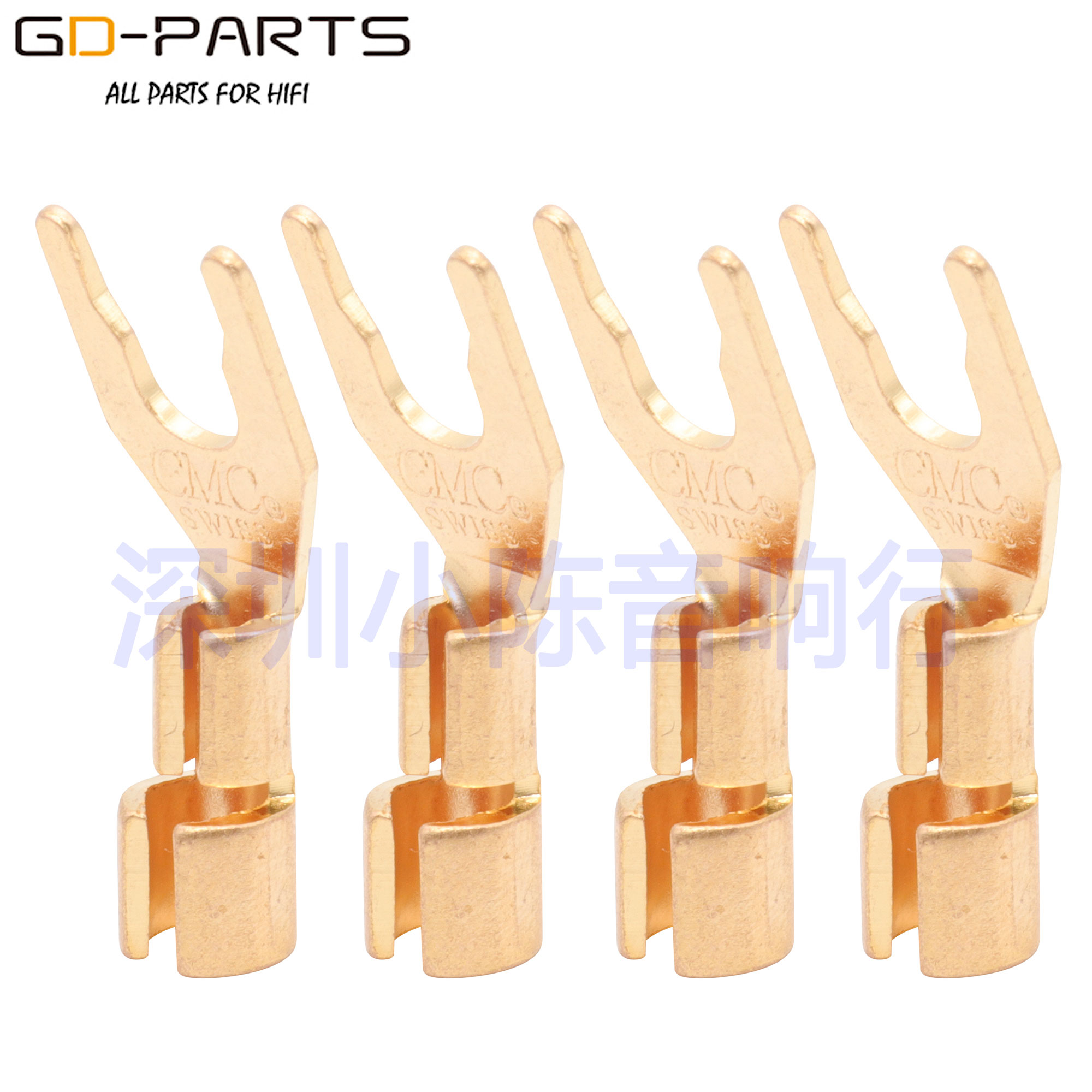 原装正品美国CMC 6005紫铜镀金Y插 Y型插头音箱线插头U形插喇叭插