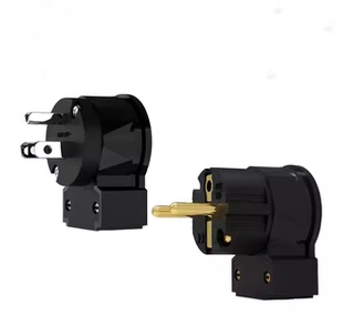 Viborg维堡发烧直角L型电源插头纯紫铜镀金镀铑欧标美标7字型弯头