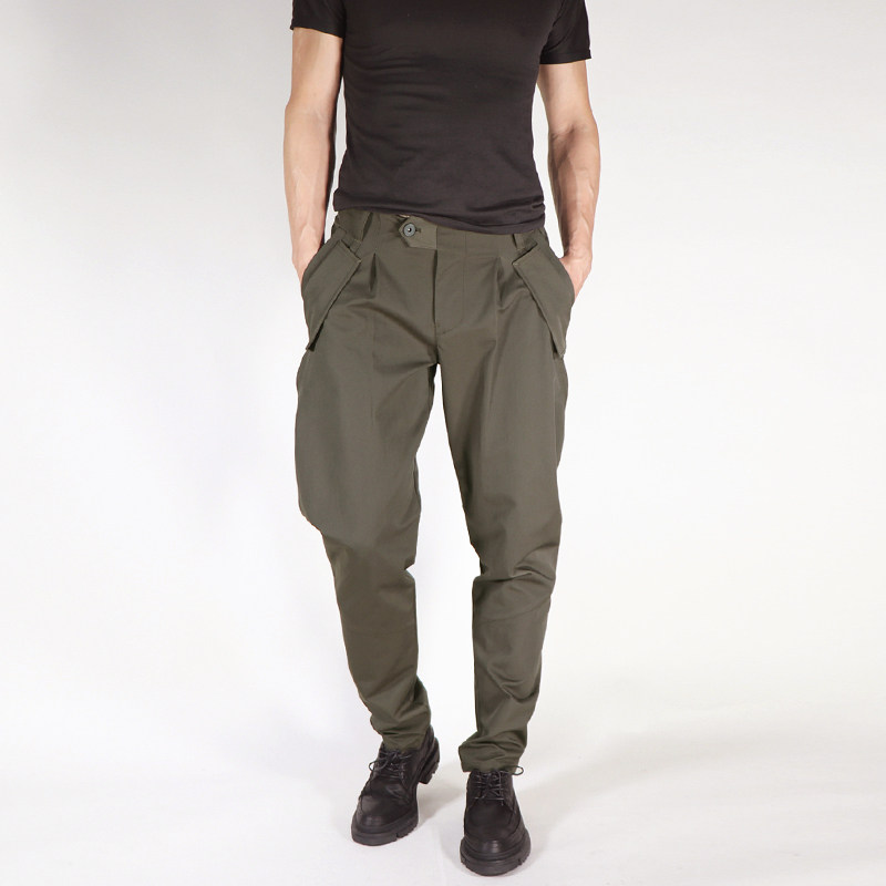 德式中腰复古工装马裤休闲骑行裤男轻奢小众百搭修身哈伦马靴裤