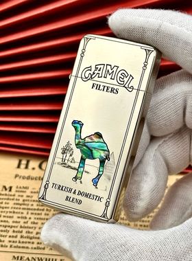 【祝融火具】佐罗ZC5白铜骆驼二版彩贝镶嵌煤油打火机男精雕送礼