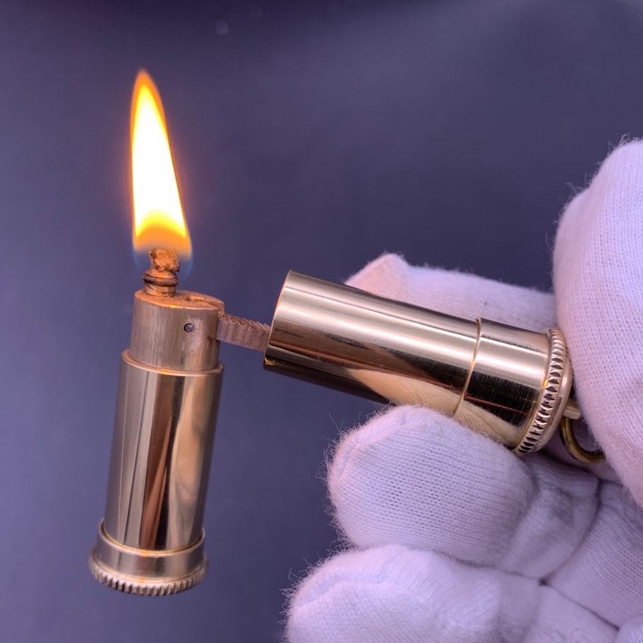 双节棍抽拉式煤油打火机复古老式自动点火手工黄铜收藏古董打火机
