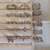 Little Daisy时髦知识分子中古百搭开口戒指蕾丝复古十字心锁指环