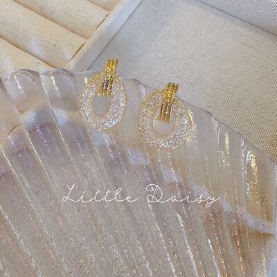 Little Daisy丝网施华洛小钻时髦气质通勤简约日常小众银针耳钉