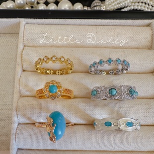 Little 小众特别感优雅百搭珐琅指环 Daisy松石色优雅中古风个性