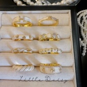 白釉经典 Little Daisy老钱风时髦知识分子珐琅釉 开口可调节戒指