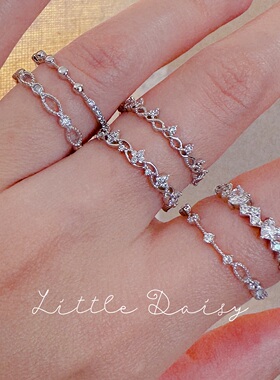 Little Daisy日系纯银叠戴指环精致氛围蕾丝不经意的闪耀戒指百搭