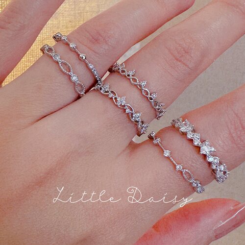 Little Daisy日系纯银叠戴指环精致氛围蕾丝不经意的闪耀戒指百搭