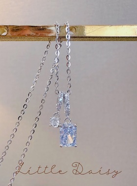 Little Daisy冰花切水色冰蓝高透折射超闪 优雅通体银项链锁骨链