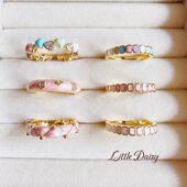 Little Daisy夏日冰淇淋奶油色 超甜镀金气质爱心开口可调节戒指