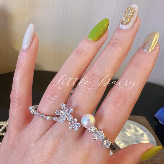 little daisy温柔气质日系美人灵动透明感小众高级戒指开口可调节