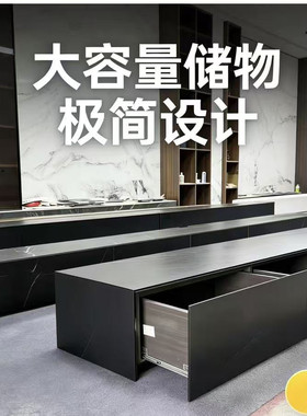 佛山源头工厂岩板电视柜海棠角地台现代简约带抽屉客厅定制电视柜