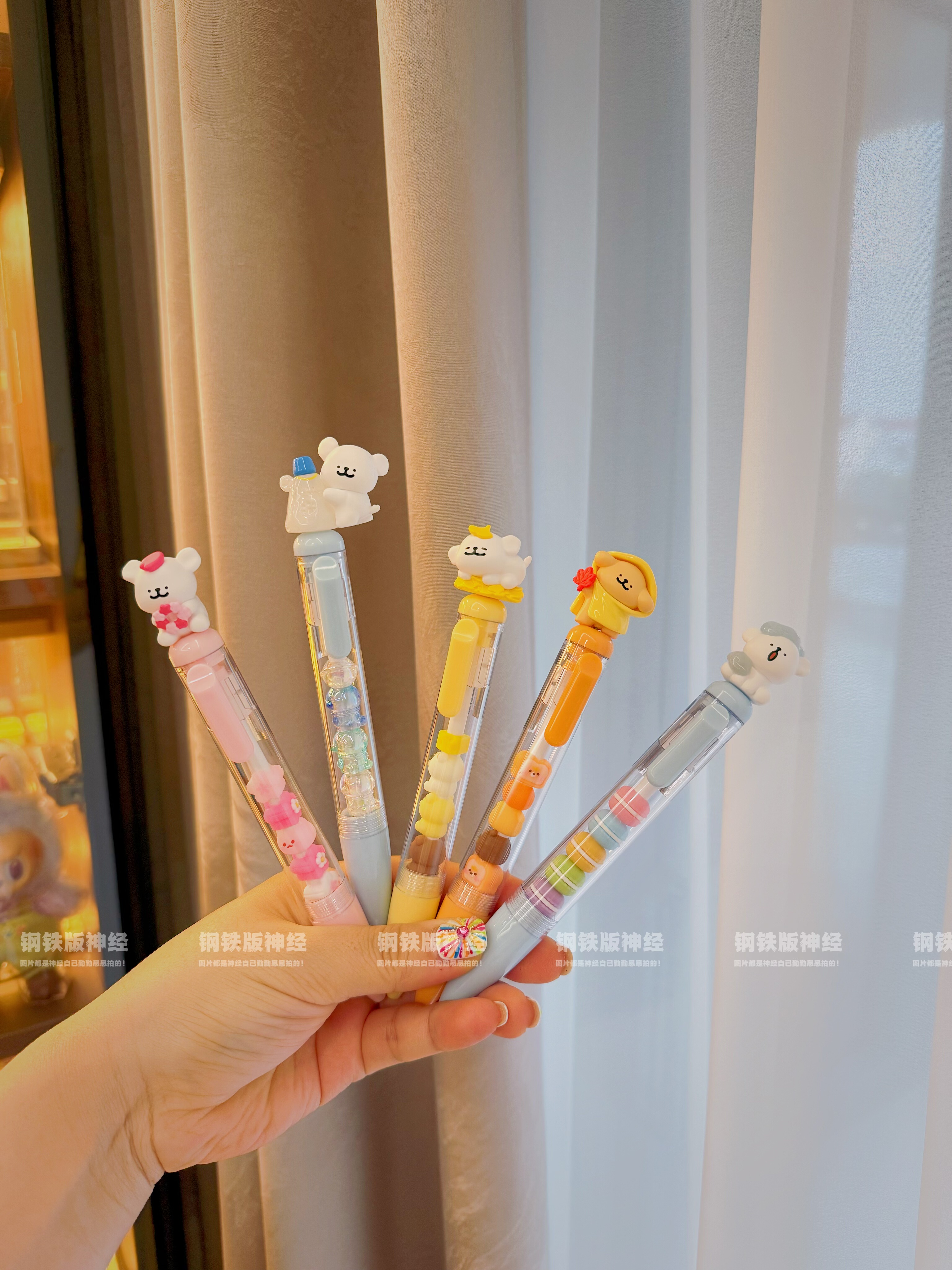线条小狗天气预报下午茶神经手工高颜值马卡龙萌粒少女心中性水笔