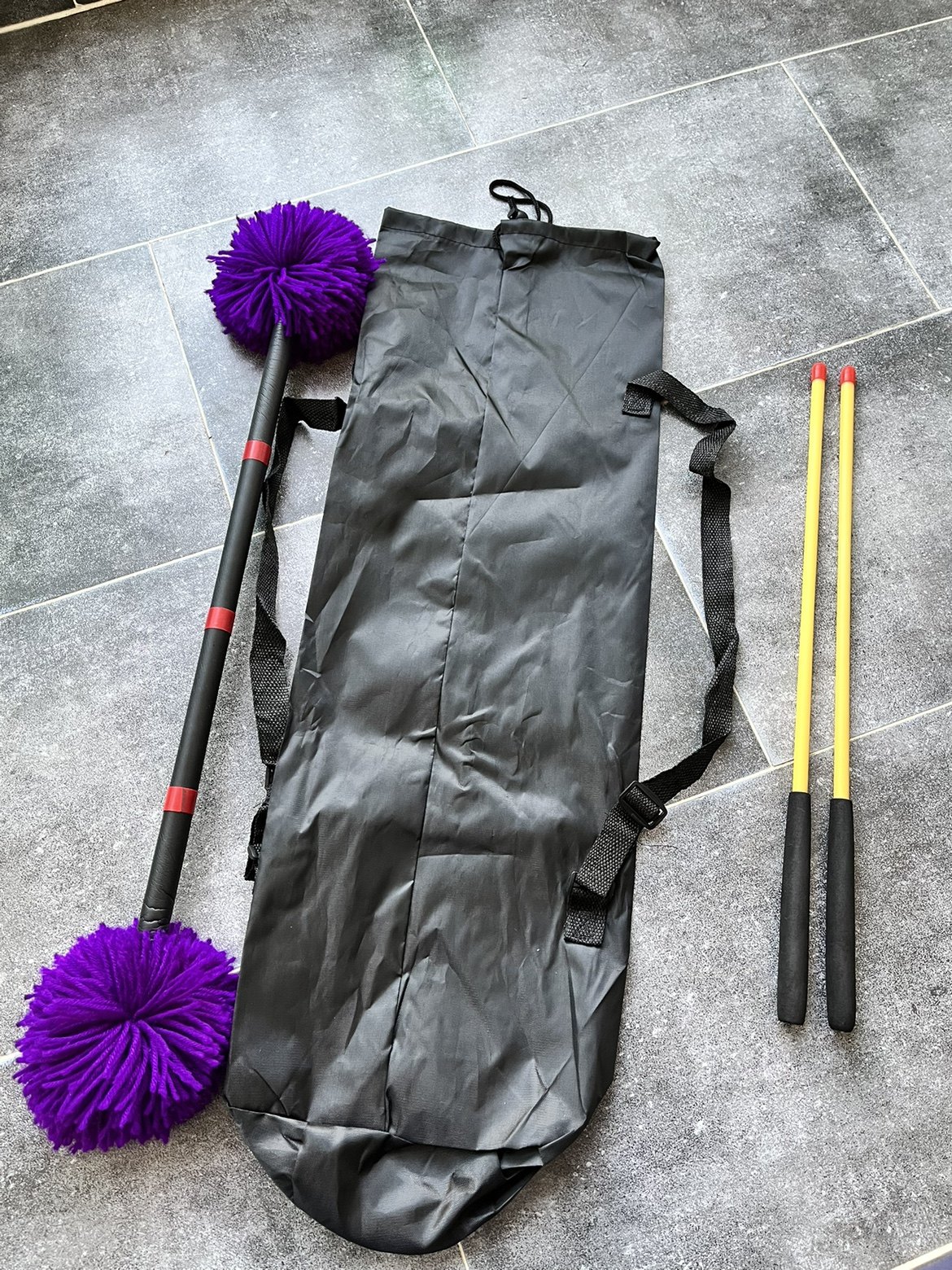50儿童打花棍60成人打花棍紫色健身老北京毛线头花棍成套装耐脏紫