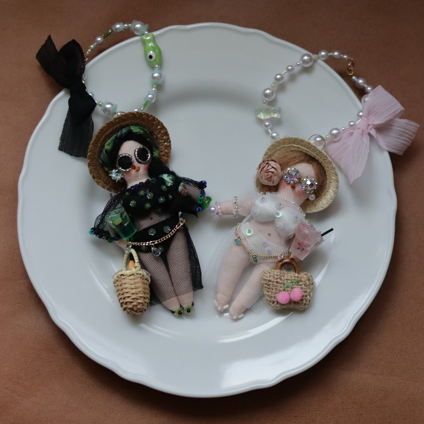 ins小香名媛风迷你公仔手工布艺娃娃玩偶车载挂饰手机包挂件