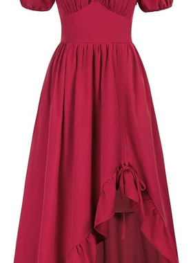 文艺复兴时期连衣裙女式 Cottagecore 紧身胸衣连衣裙褶皱超长连