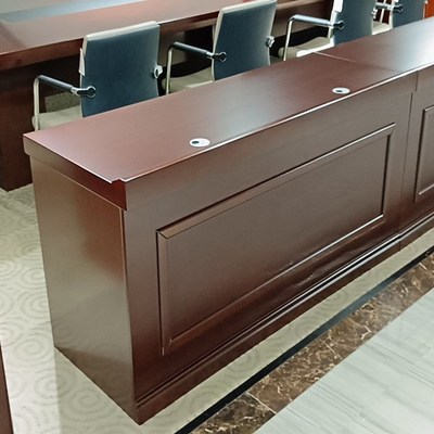 2.1米红胡桃木实木皮主席桌1.4米~4.8米主席台列席桌长条桌阅览桌