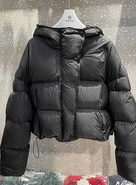 2025冬季新款连帽长袖短款时尚面包服白鸭绒羽绒服上衣外套28101