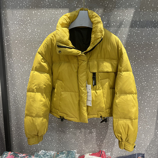 2025冬季新款立领长袖保暖面包服大口袋白鸭绒羽绒服短款女上衣