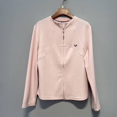 立领拉链长袖拼接开衫外套女上衣