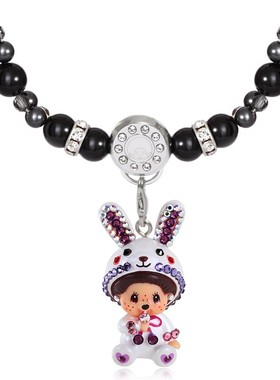 正品萌趣日韩黑色蒙奇锁骨链