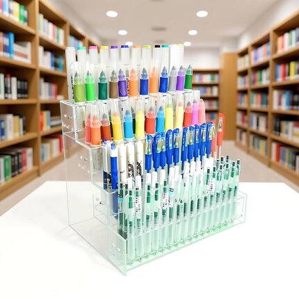 亚克力塑料桌面笔架收纳超市文具店带孔软握笔马克笔钢笔笔展示架