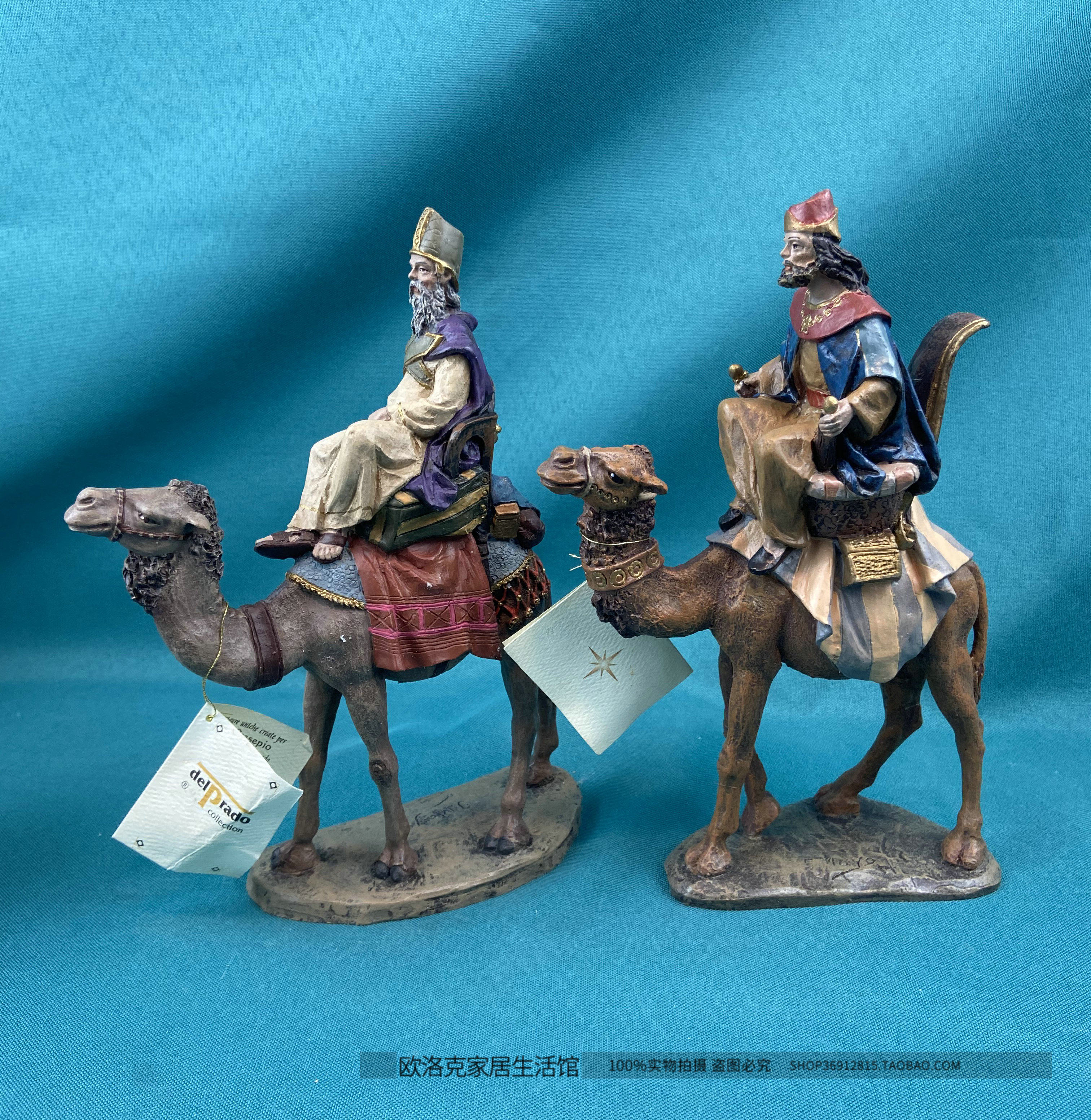 (老货包邮)del prado品牌古代中世纪骑骆驼商人树脂摆件99年出