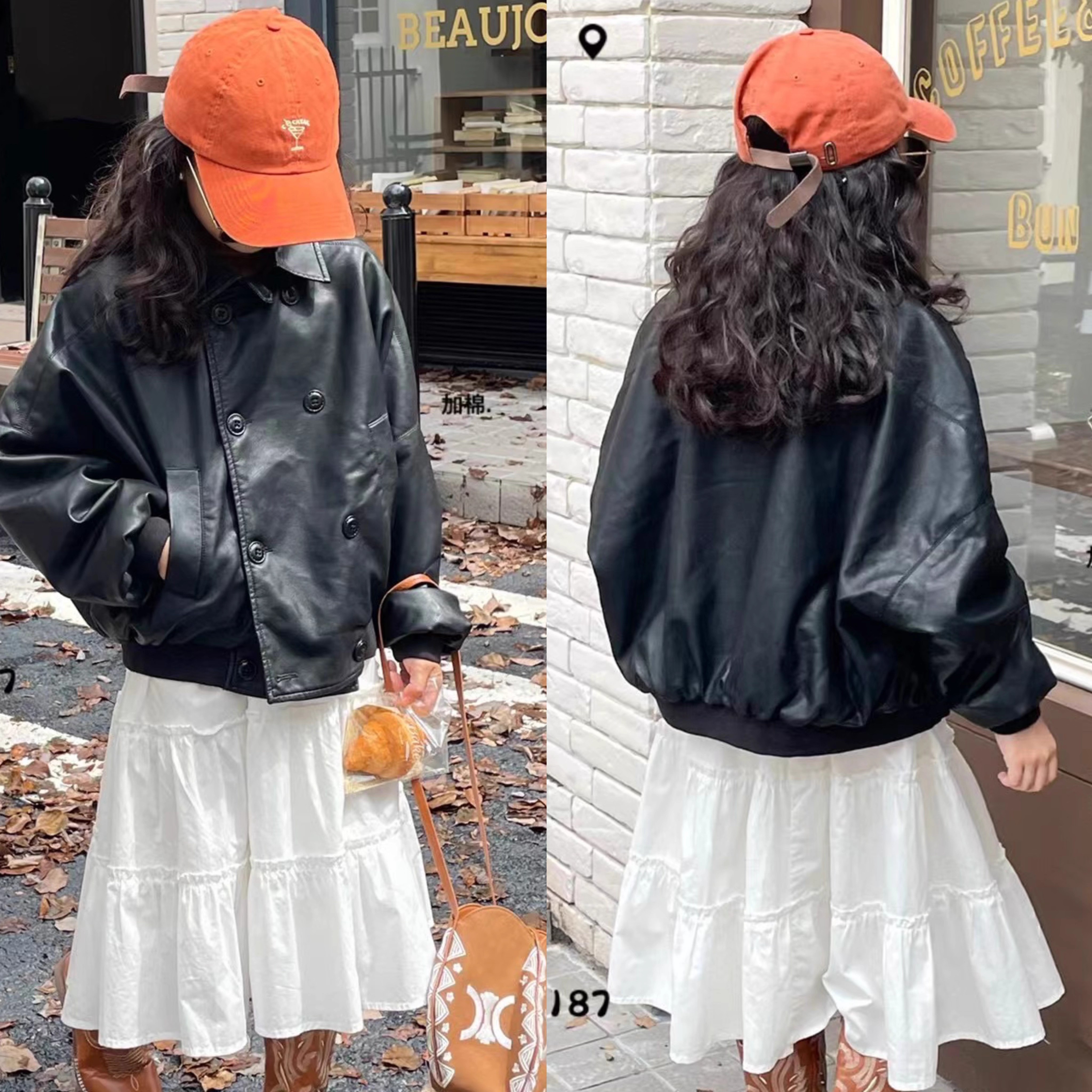 嗨大E小e皮衣冬款女童皮衣夹棉棉袄/棉服