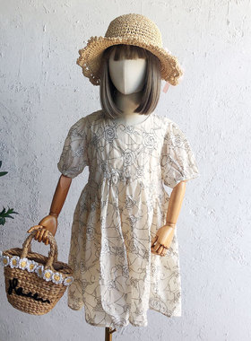 夏牛哆哆女童短袖连衣裙韩版刺绣公主裙甜美气质淑女裙77355