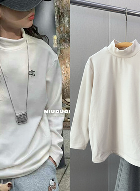 牛哆哆2024冬季新款男女童澳绒暖身T恤中大童中领蘑菇打底衣63756