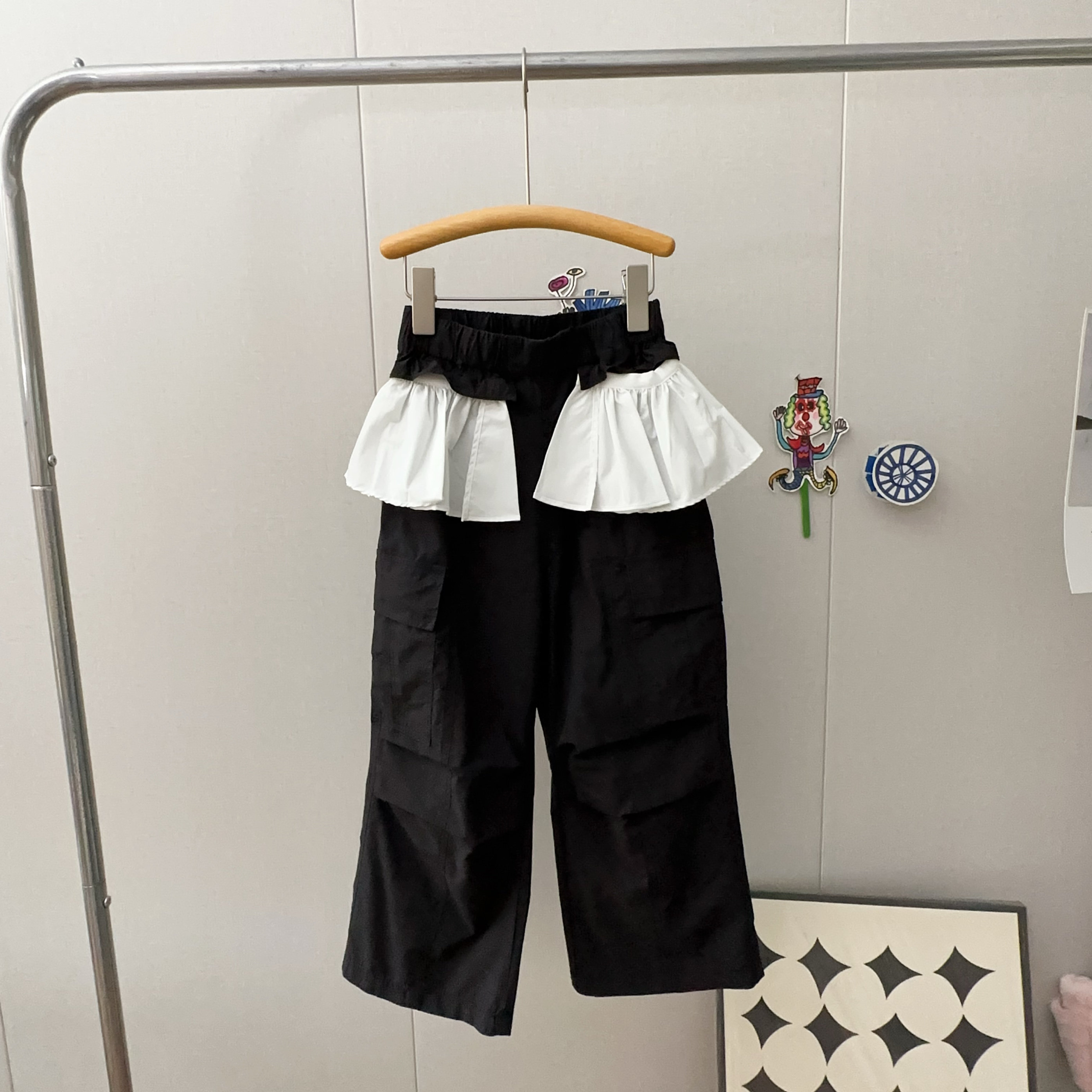 2025春款童乐鱼女童洋气时髦屁帘直筒裤中大童工装裤休闲裤3320图片