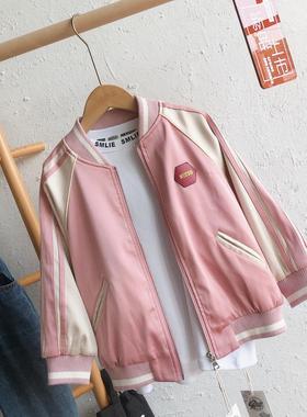 牛哆哆秋女童拼色棒球服韩版夹克衫刺绣字母字母外套33350