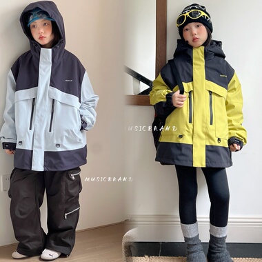 木莎2025冬季新款男女童冲锋衣摇粒绒两件外套中大童可亲子11536