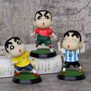 动漫手办蜡笔小新周边Q版cos足球球星梅西C罗公仔摆件玩具模型