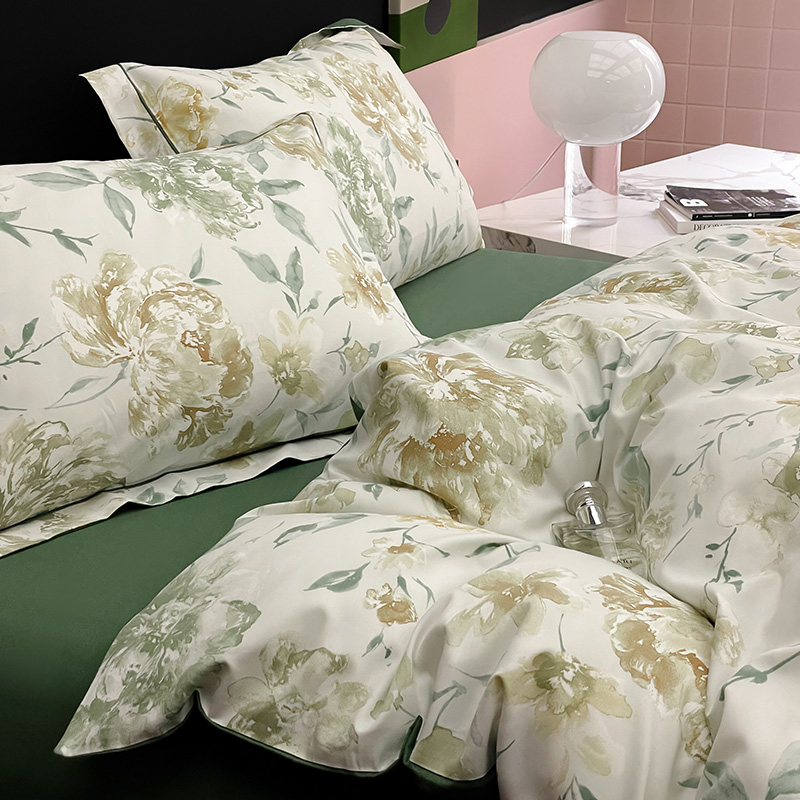 精梳柔棉四件套全棉法式田园