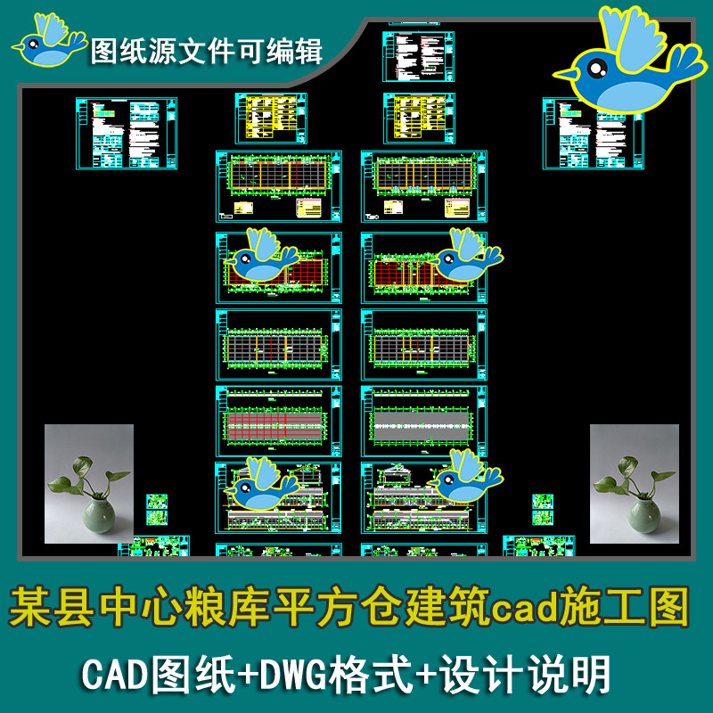 某县中心粮库平方仓建筑平房仓粮设计素材/源文件