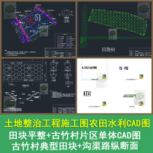 农田水利土地整治工程田块平整古竹村片区单体沟渠路纵断面CAD图