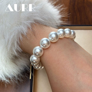 基础款 澳白珍珠手链专柜棉线打结钛钢磁扣不掉色经典 拟真微渐变