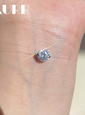 极简隐形正品D色莫桑钻手链人鱼之泪鱼线吊坠纯银镀18k白金带证书