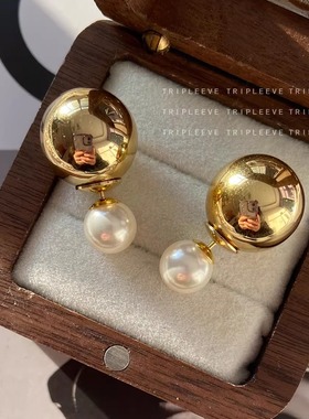 双面奇遇！金银泡泡前后戴珍珠耳钉925银轻奢设计感耳钉澳白akoya