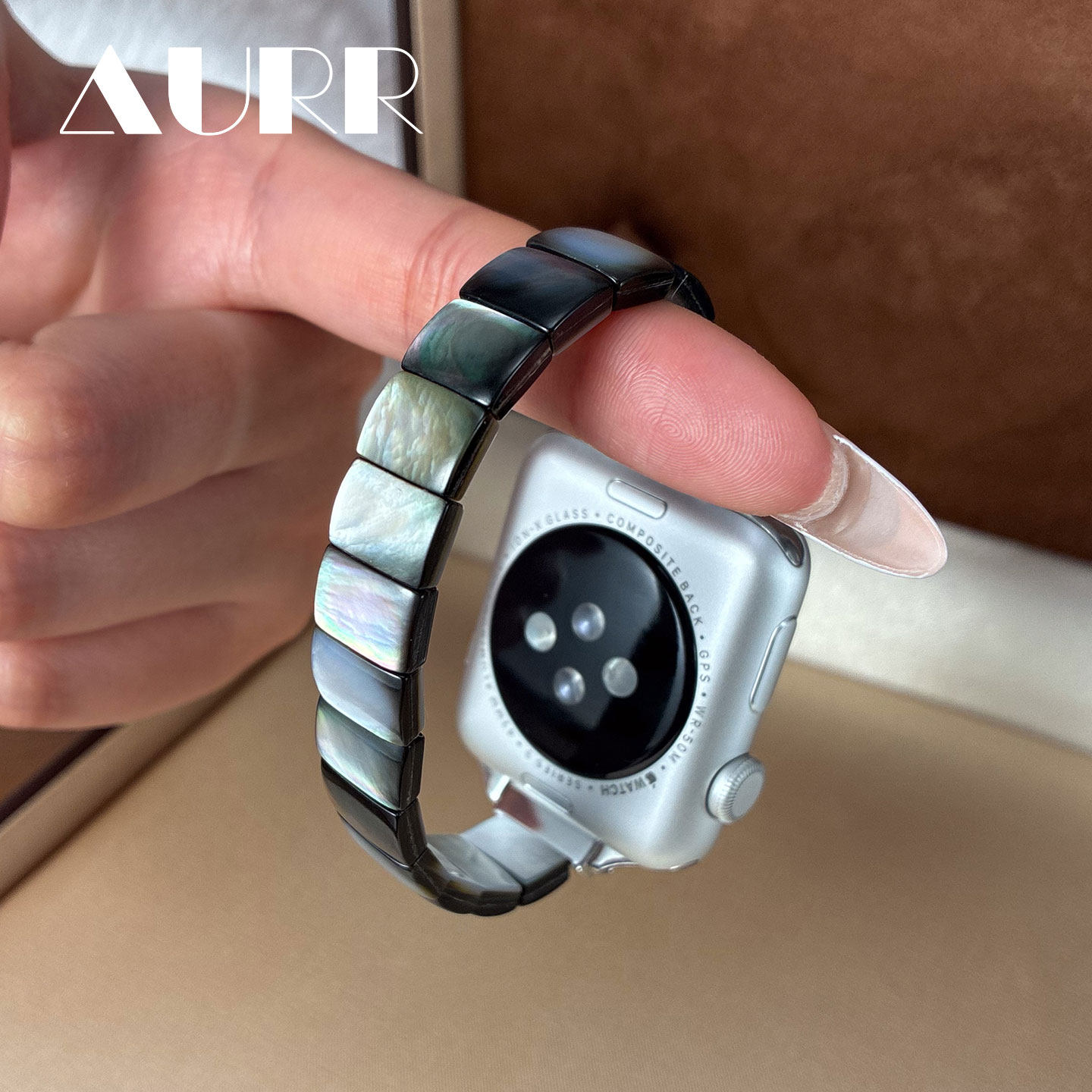 三面夏娃天然深海黑蝶贝弹力珍珠表带iwatch智能手表苹果小米华为